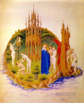 Limbourg Jean Painting - The Fall And The Expulsion From Paradise Limbourg Jean